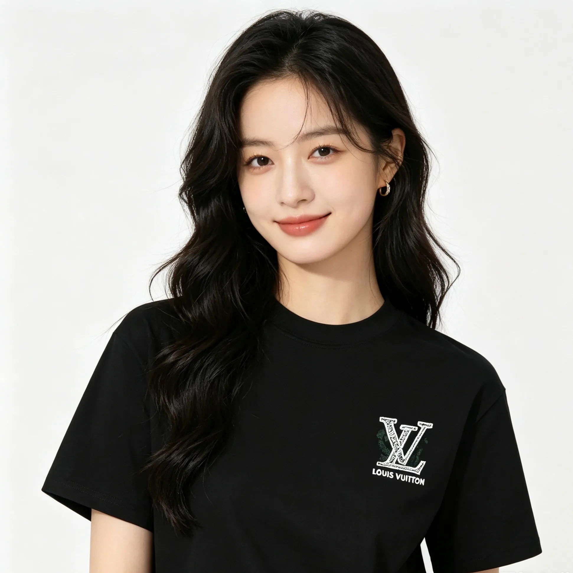 Louis Vuitton/Louis Vuitton inkjet presbyopic line logo embroidered short sleeves